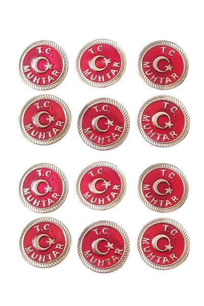 Ulaş Hediyelik Muhtar Yaka Rozeti Parlak Kırmızı Renkli 1 Paket 12 li