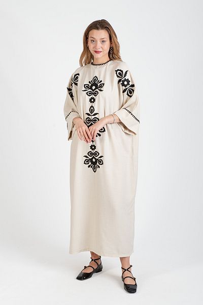 Hatun Atila Μακρύ φόρεμα με κροσέ και κεντημένο Süzene Plus Size - 5091 - B
