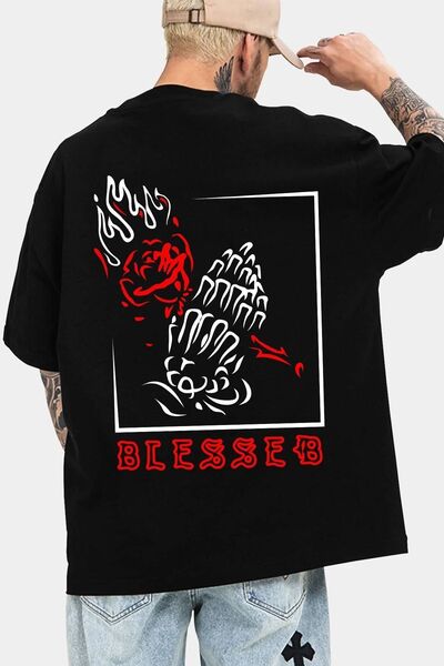 trendypassion تي شيرت مطبوع عليه Blesseb للجنسين