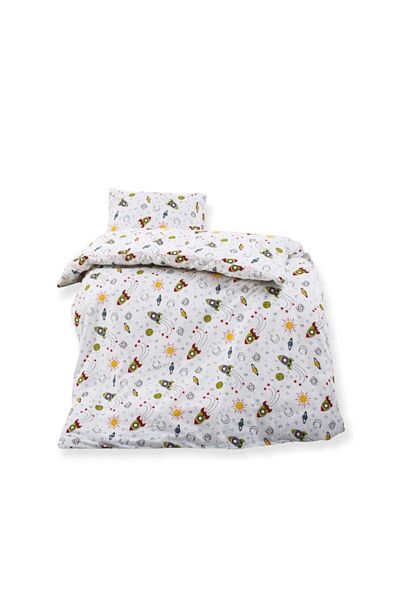 Bebek Özel Cotton Children's Single Pillowcase, Sheet, Quilt Set with Space Rocket Pattern (with quilt)
