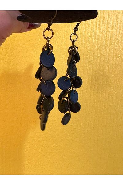 Gönülden Tasarım 5 CM Bamboo and Wood Beaded Women's Grape Earrings