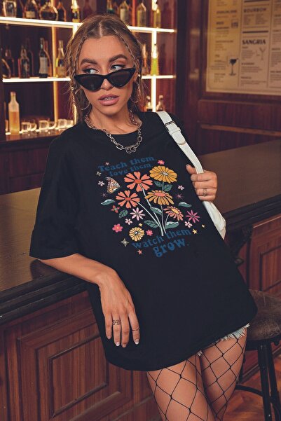 trendypassion Tricou oversize cu imprimeu cu flori unisex