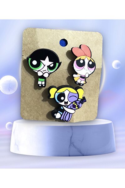 Kiri Powerpuff Girls 3 lü mini ahşap rozet