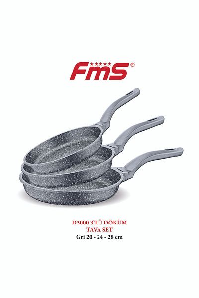 FMS Gray 3-Piece Cast Pan Set - 20-24-28cm
