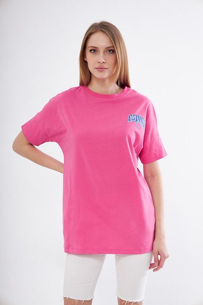 ESPİNA Tricou supradimensionat din bumbac pentru damă - Logo față și imprimat pe spate