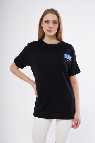 ESPİNA Бавовняна оверсайз футболка для жінок - логотип спереду та принт на спині