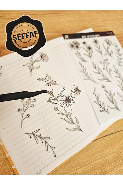 AR Sticker - Set de autocolante transparente pentru laptop, notebook, tabletă, cu tematică florală și frunze