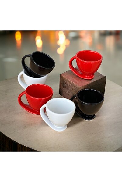 DDHANDMADE 6'lı Set Kendinden Altlıklı Özel Tasarım Türk Kahvesi Fincan Takım...