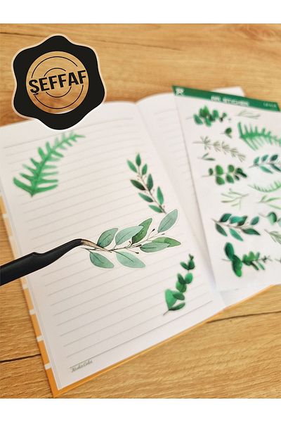 AR Sticker - Set de autocolante transparente pentru laptop, notebook, tabletă, cu tematică florală și frunze
