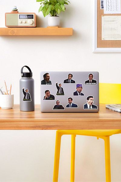 AR Sticker - Set de autocolante pentru laptop, notebook, tabletă cu tematică de birou 1