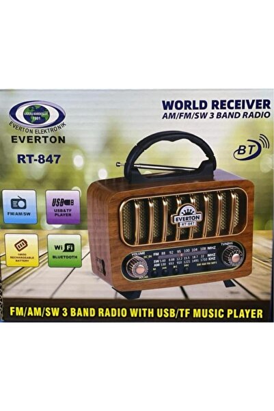 BLOMSTER Everton RT-847 Bluetooth-Usb-Sd-Fm Şarjlı Nostaljik Radyo