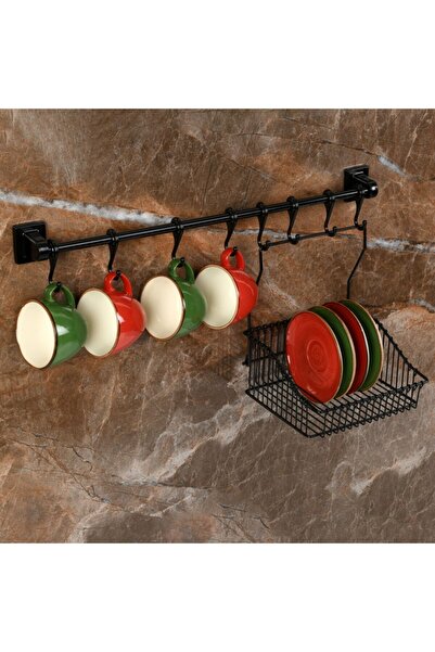 Hagen Vidasız Montaj Duvar Rayı 8li Askı Ve Sepet 20 Cm
