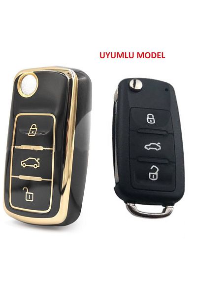 EBG İSTANBUL Volkswagen Uds Golf Transporter Caddy Jetta Black Car Key Remote Control Case