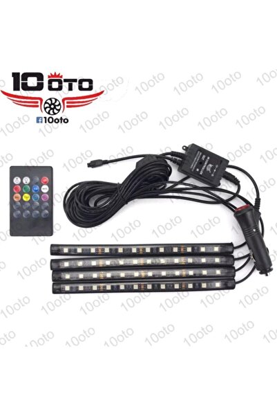 10oto Kumandalı Ayakaltı Led Rgb Müziğe Duyarlı Iç Aydinlatma 12 Ledli