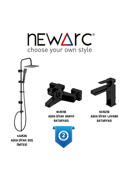 Newarc Aqua Siyah Batarya Set, 440536,941511B,941521B