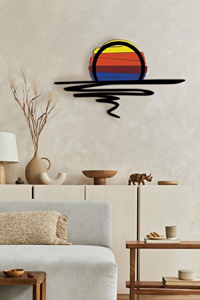 Doreline DoreArt Rainbow Ahşap Detaylı Metal Duvar Tablosu, Ev Ofis Duvar Panosu