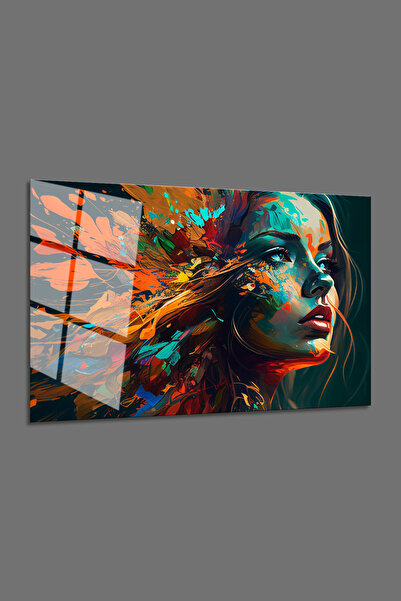 BV DEKOR ΓΥΝΑΙΚΕΙΟ ΠΟΡΤΡΕΤΟ ΑΦΗΡΗΜΕΝΟ ΟΡΙΖΟΝΤΙΟ ΓΥΑΛΙΝΟ ΠΙΝΑΚΑΣ - ΠΟΛΥΧΡΩΜΗ Λ...