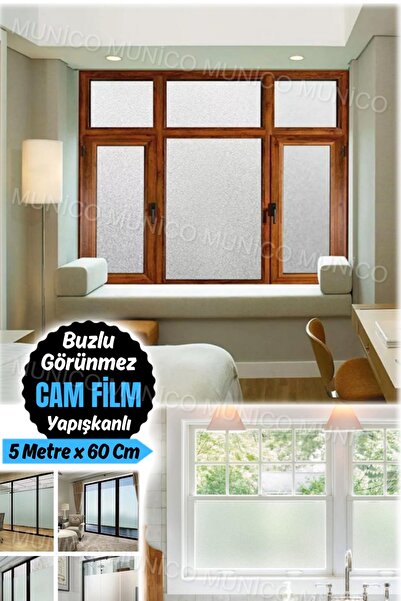 Munico Buzlu Blok UV Cam Filmi Enerji Tasarruflu Işınlar Yalıtım Gizliliği Koruyun Kolay Kurulum Cam Film