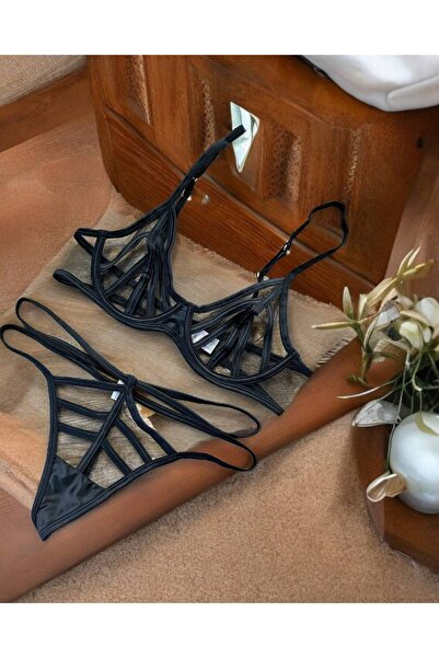 Edam İç Giyim Siyah Tüllü Brode Set 164