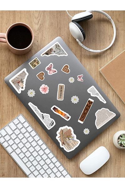AR Sticker - Set de autocolante pentru laptop, notebook, tabletă cu tematică vintage și retro