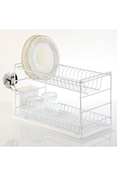 Hagen Lifetime Stainless Two-Tier Dish Rack Dish Rack 50 cm White Countertop Dish Drying Rack