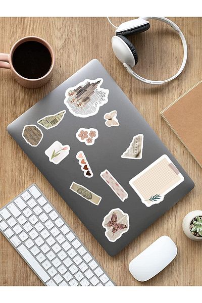 AR Sticker - Set de autocolante pentru laptop, notebook, tabletă cu tematică vintage și retro