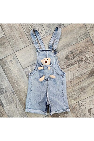 Albeni Giyim Unisex Ayıcık Aksesuarlı Salopet Kot Şort