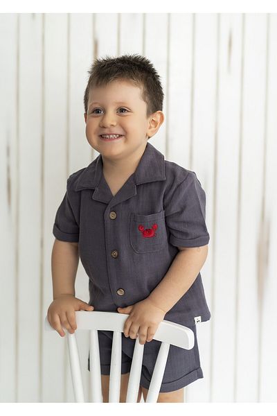 Kirazkids ΣΟΡΤΣ ΠΟΥΚΑΜΙΣΟ CRAB ΣΕΤ ΜΟΥΣΛΙΝΑ - ΑΝΘΡΑΚΙΤΗΣ