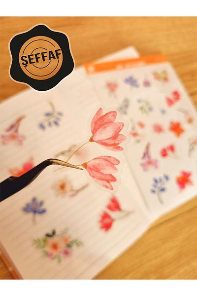 AR Sticker - Set de autocolante transparente pentru laptop, notebook, tabletă, cu tematică florală și frunze