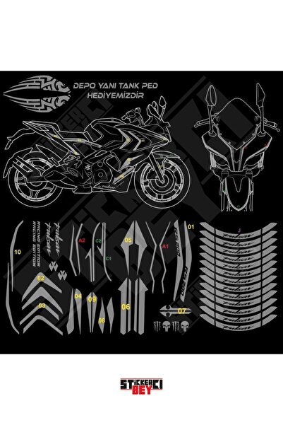 STİCKERCI BEY Bajaj Pulsar Rs 200 Compatible Full Sticker Set Custom