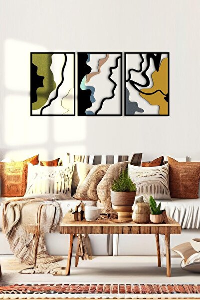 Doreline DoreArt Colorful Ahşap Detaylı Metal Duvar Tablosu, Ev Ofis Duvar Pa...