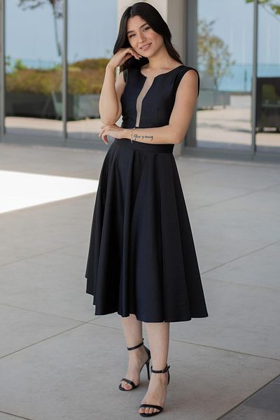 SpringStore Rochie de seara neagra scurta fara maneci