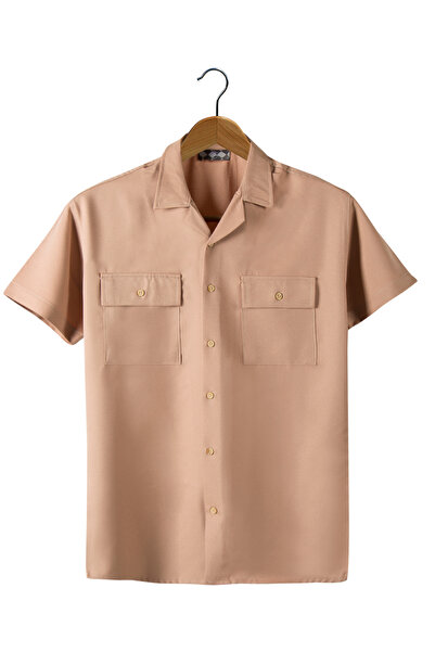 Terapi Men Cămașă de vară pentru bărbați bej - mânecă scurtă, buzunar dublu, ...