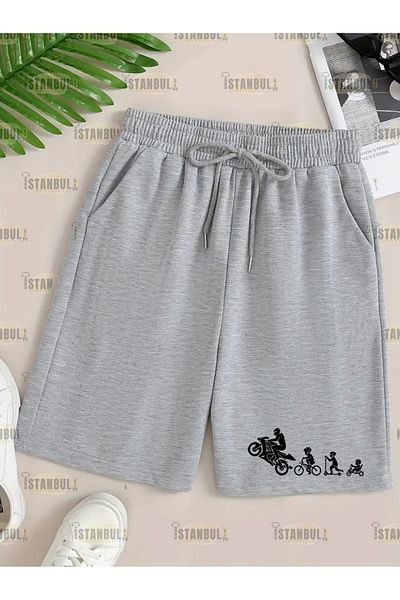 aynewmoda Men's Regular Fit Pocketed Motorcycle Printed Shorts