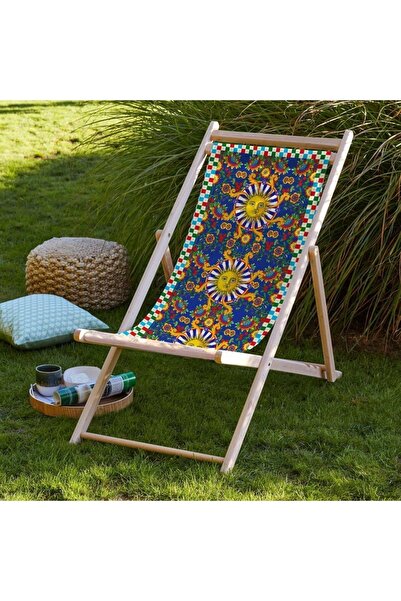 Adawall Renkli Katlanabilir Şezlong  Fırınlanmış Gürgen Ağacı  Süet Kumaş