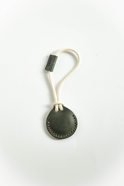 minimal X design Airtag Deri Kılıfı V2 Yeşil - Anahtarlık Askı - Gerçek Deri El Yapımı - Minimalist Tasarım