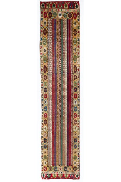 Tekin 100x440 cm Tamamı Doğal Boyalardan Yapılmış Eski Konya Yolluk Halısı, K...