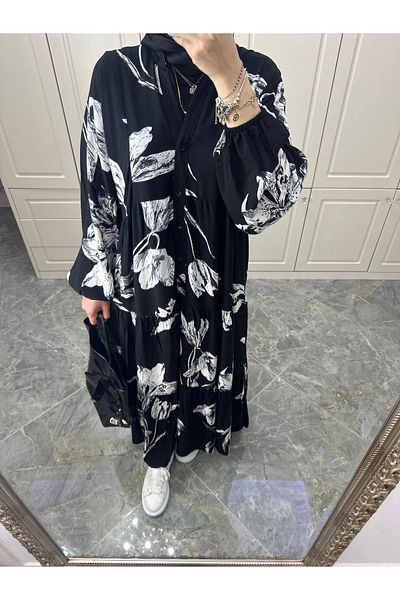 Mirillia Butik Black Viscose Cotton Dress