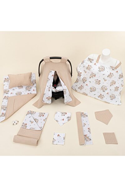 Yunikobaby Müslin 11 Parça Set - Kumsal Beji Müslin - Koala Emzirme Önlüğü,pu...