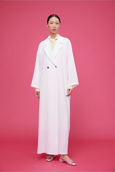 Nuum Design Double Breasted Metal Buttoned Abaya White