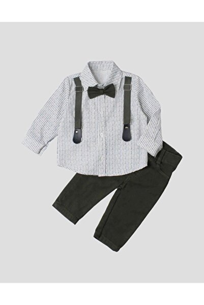 Kidex’s Baby Shirted Bow Tie Salopet Baby Boy Set Birthday, Wedding, Engageme...