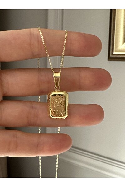 emy by emel luxury silver jewelry Altın Kaplama Kapaklı Dikdörtgen Madalyon K...