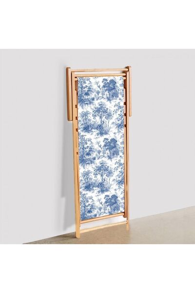 Adawall Mavi Bahçe Katlanabilir Şezlong (fırınlanmış Gürgen Ağacı, Süet Kumaş)