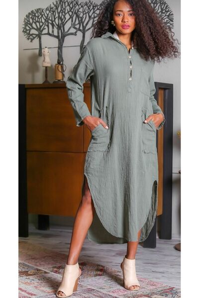 unishe Linen Tunic Dress with Pockets