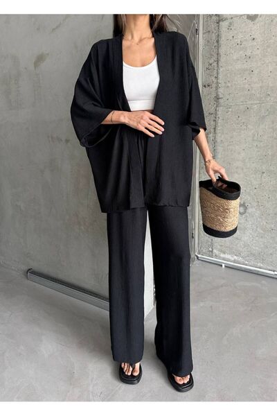 LAMİFUSTORE Plain Double Kimono Set (Comfortable Fit)
