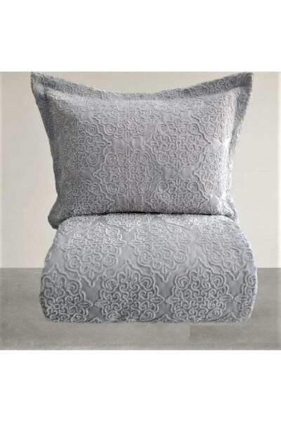 Genel Markalar Zen Zara Nakışlı Çift Kişilik Yatak Örtüsü Gri