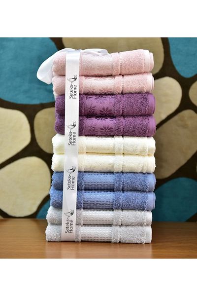 Özdilek 10 PIECES BLOSSOM HAND FACE TOWEL