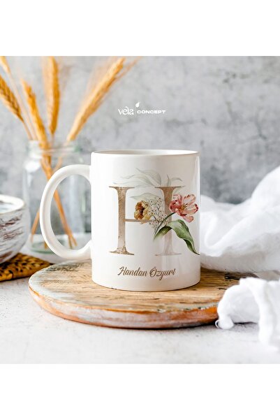 HobiShop Kişiye Özel H Harfli Isimli Beyaz Kupa Bardak - Sevgiliye Hediye, Ar...