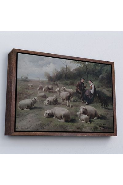 Harita Sepeti Рамкирана картина на Cornelis Van Leemputten Schaferpaar Mit Herde