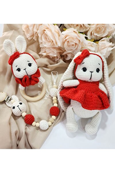 Damla Amigurumi Tavşan Lovely 3lu set - oyun arkadaşı